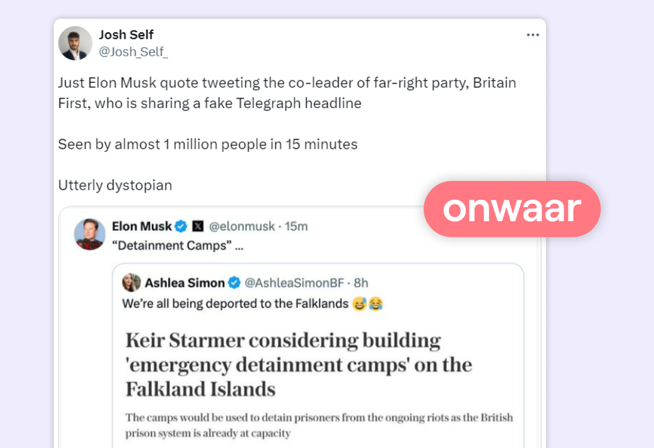 Factcheck: Elon Musk shares fake news about British rioters being sent to Falkland Islands